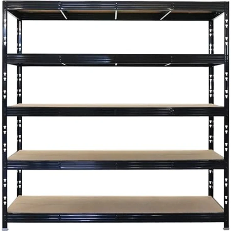 Proregal Schwerlastregal Mega Deal Profi RHINO, 200 x 200 x 60 cm, Traglast pro Boden 500 kg, 5 Böden, Steckmontage, schwarz – Bild 7