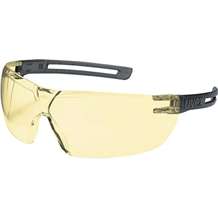 uvex x-fit Schutzbrille 9199 - Kratzfest & Beschlagfrei, 100% UV-400-Schutz - Sicherheitsbrille mit Klarer Scheibe - Chemikalienbeständige Arbeitsbrille für Labore gelb/grau – Bild 2