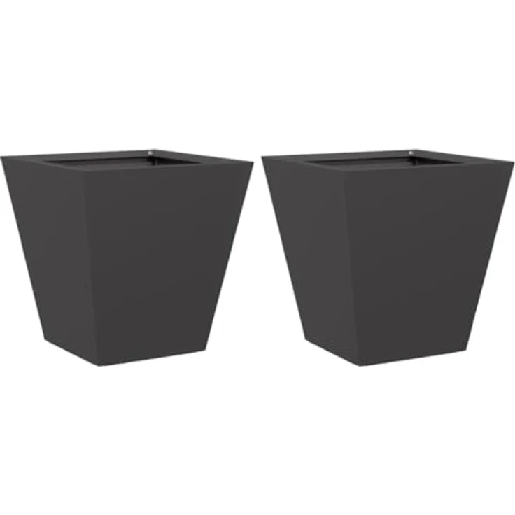 vidaXL Pflanzkübel 2 STK. Schwarz 30x30x30 Stahl - Robuster Blumenkübel aus rostbeständigem Stahl – Bild 1
