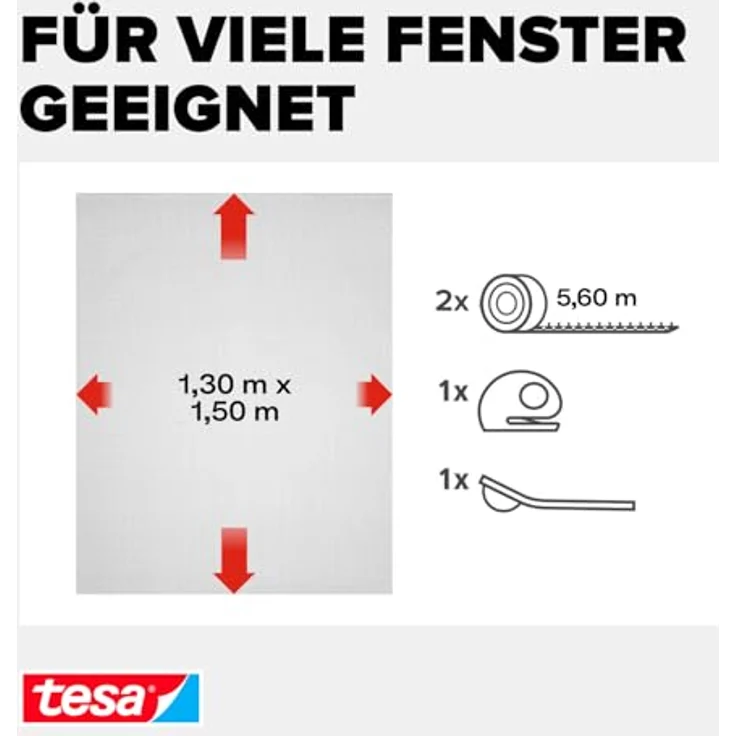 tesa Fliegengitter für Fenster OPEN-CLOSE, 1,30 m x 1,5 m – Bild 3