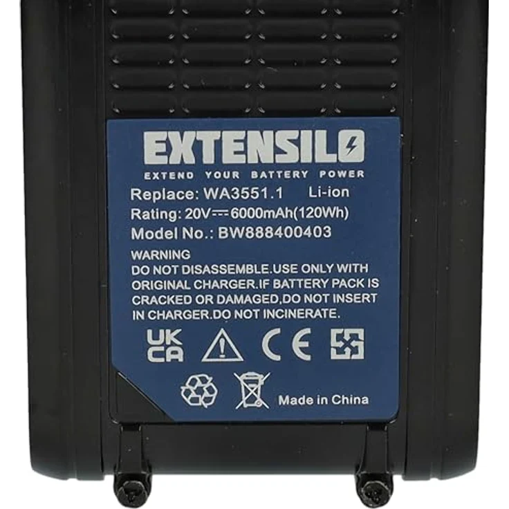 EXTENSILO 1x Akku kompatibel mit Worx Landroid M1000 WR143E, M500, L2000 WR155E, L WR155E Elektrowerkzeug (6000 mAh, Li-Ion, 20 V) - Hochleistungsakku für Powertools – Bild 5