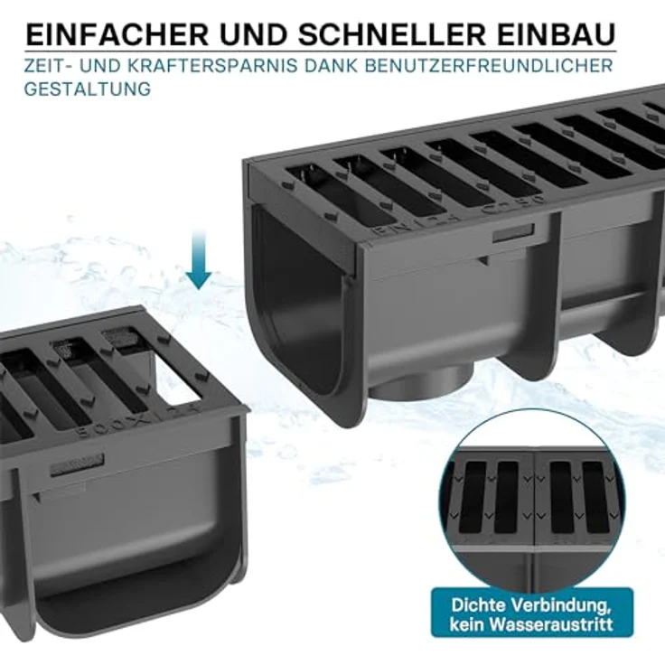 Entwässerungsrinne 1m Abdeckrost 25t Gusseisen Ablaufrinne Abwasserrinne Abwasser – Bild 4