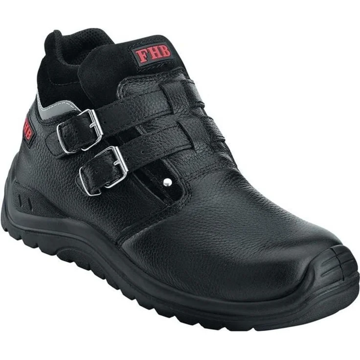 FHB Sicherheitsstiefel Norbert, Größe 46, schwarz, Kuhleder, hitzebeständig bis 300 °C, durchtrittsicher, atmungsaktiv, Kunststoff-Kappe – Bild 1