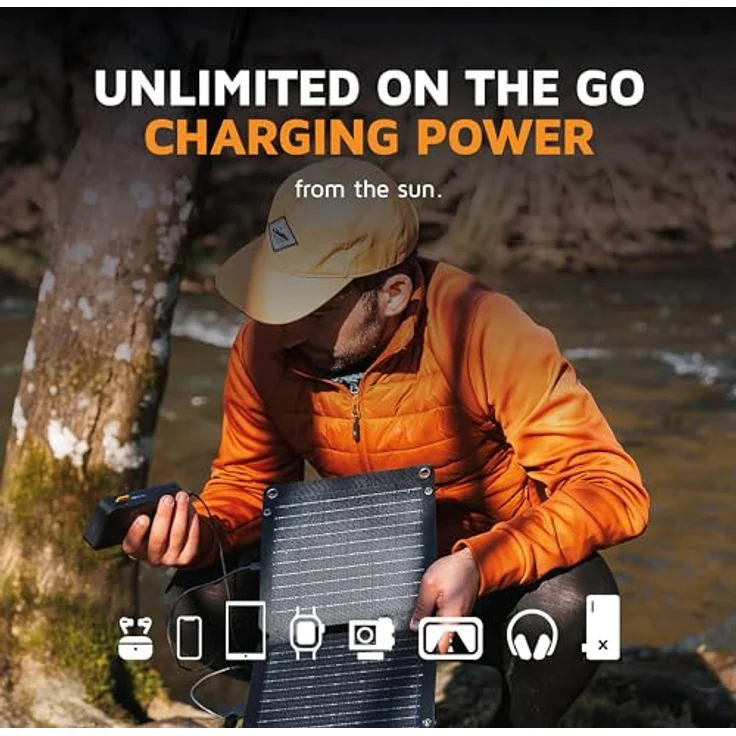 Xtorm SolarBooster, Solarpanel Xtreme Series, 14 W, tragbar, mit LCD-Anzeige und USB/USB-C Anschlüssen für mobiles Laden – Bild 2