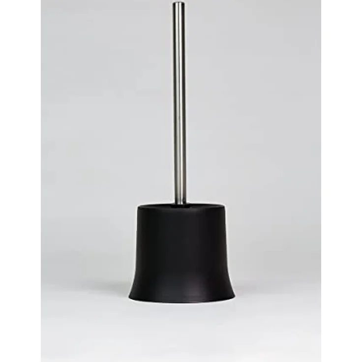 WENKO WC-Garnitur Basic, offener Toilettenbürstenhalter für das Badezimmer und die Gäste-Toilette, inkl. Toilettenbürste, aus mattiertem Kunststoff, Maße (B/T x H): Ø 14 x 38 cm, Schwarz – Bild 2