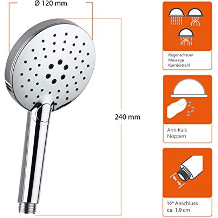 EISL DX7020CSB Duschset RIMINI ohne Armatur, Duschsäule mit Handbrause und Seifenschale, ideal zum Nachrüsten durch Nutzung vorhandener Bohrlöcher, komplettes Montageset, Chrom – Bild 5
