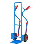 FETRA Sackkarre B1330L, Stahl Sackkarre mit 300 kg Tragfähigkeit, pulverbeschichtet in Blau, Sicherheitsgriffe, 32 x 25 cm Schaufel