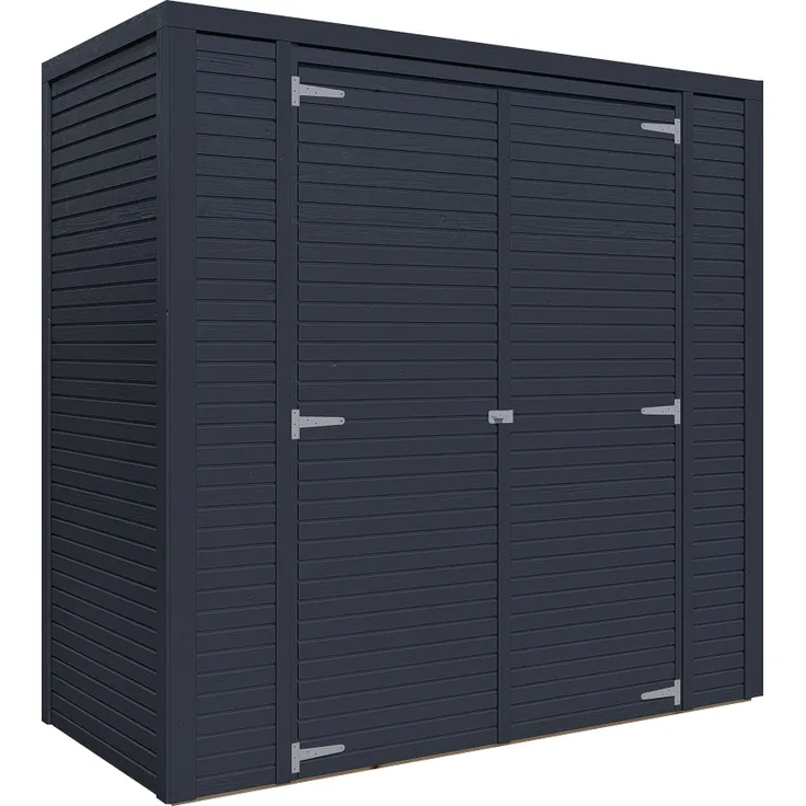 BALTIC CONNEXIONS Bertilo Gerätehaus Box 1 - modernes Flachdach, 18 mm, anthrazit, 208 x 103 cm, hohe Türen