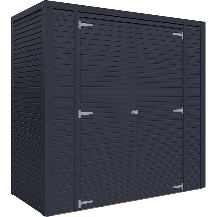 BALTIC CONNEXIONS Bertilo Gerätehaus Box 1 - modernes Flachdach, 18 mm, anthrazit, 208 x 103 cm, hohe Türen
