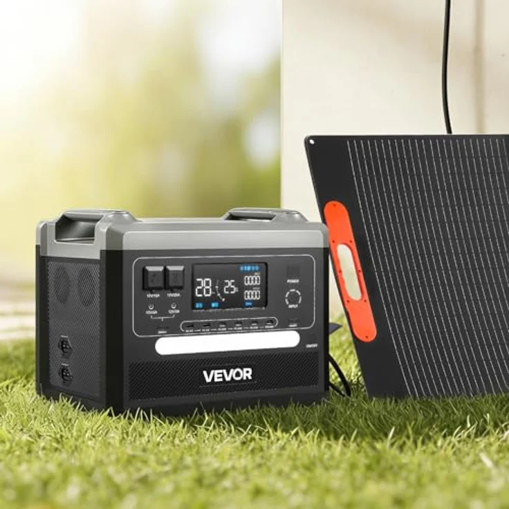 VEVOR Tragbare Powerstation Q2400Pro, 2400-W-Solargenerator mit 200-W-Falt-Solarpanel und 2160-Wh-LiFePO4-Akku, 10 Ausgänge, einstellbare Eingangsleistung für Zuhause, Camping & RV – Bild 8