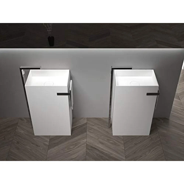 Bernstein Standwaschbecken TWZ312 aus Mineralguss - Freistehend mit integriertem Handtuchhalter - 50 x 35 x 85 cm - Farbe wählbar - Preisvergleich – Bild 5