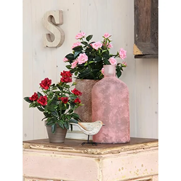 MICA Decorations Rosenstrauch Kunstpflanze im Blumentopf Stan - H33 x Ø25 cm - Rot – Bild 3