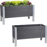 TRUTZHOLM Hochbeet 98 x 40 x 59 cm, witterungsbeständiger Pflanzkasten in grau, 100 Liter, robust in Holzoptik