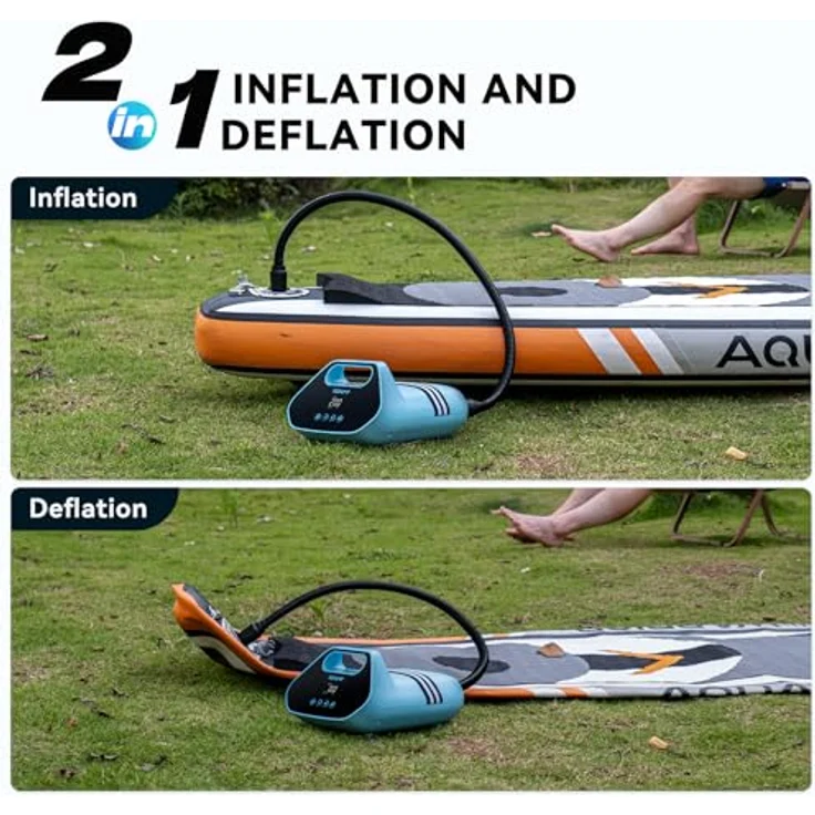TOPUMP TPS300 SUP Pumpe Elektrisch Akku, 20 PSI Hochdruck Luftpumpe mit Auto-Off, 96,2 Wh, Type-C Schnellladung, LED-Digitalanzeige, für Stand Up Paddle Boards, Boote und Kajaks – Bild 3