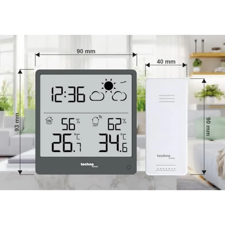 Technoline Wetterstation WS 9138, Temperatur- und Luftfeuchtigkeitsmesser mit Komfortanzeige, Schwarz – Bild 2