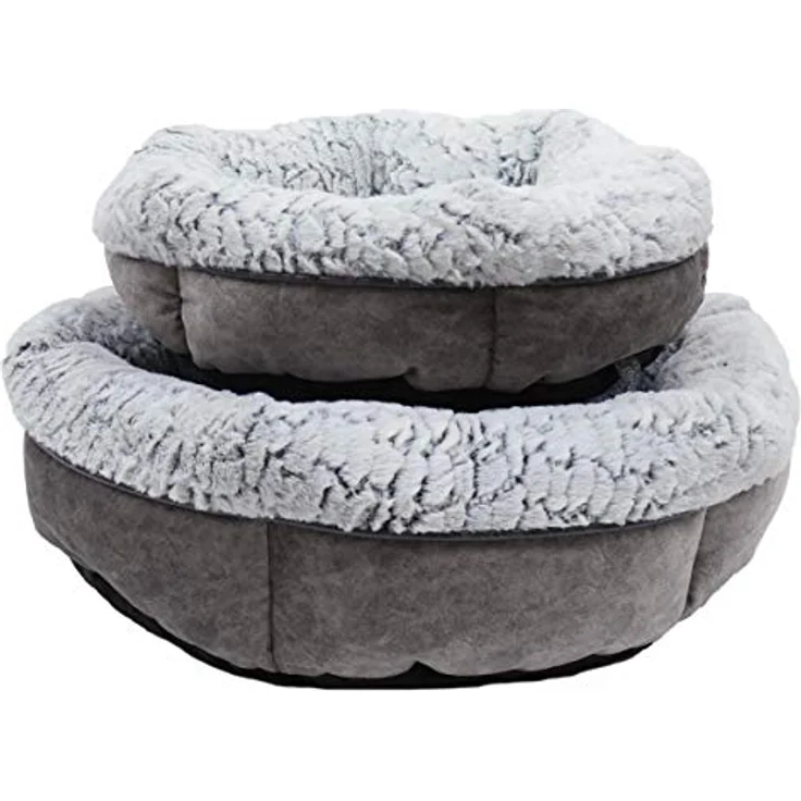 Rosewood Kleines Hundebett für Hunde, Katzen, Kätzchen und Welpen, maschinenwaschbar, super weiches Fleece gefüttert, Kunstwildleder, Grau, 48 x 48 x 16 cm – Bild 5