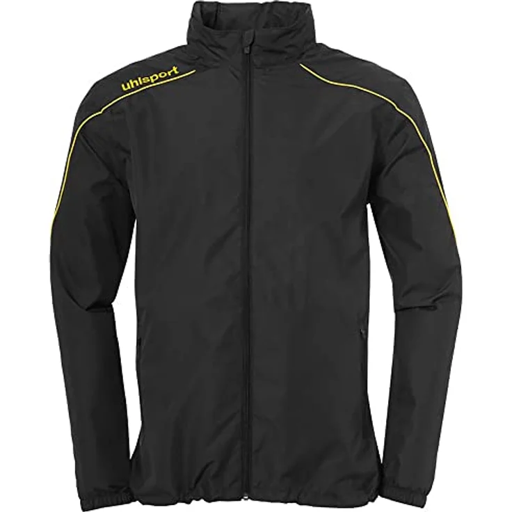 Uhlsport STREAM 23 ALL WEATHER JACKET M schwarz/limonengelb, mit versteckter Kapuze und Wasserabweisender Beschichtung – Bild 2