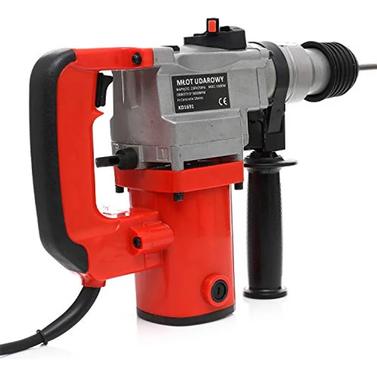 Kraft&Dele Bohrhammer KD1691 1600W Schlaghammer Stemmhammer Meißelhammer Bohrer Meißel, inkl. 2 Meißel und 3 Bohrer, im Kunststoffkoffer sortiert – Bild 4