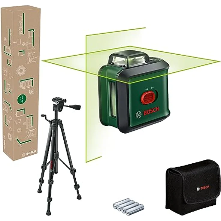 Bosch Kreuzlinien-Laser UniversalLevel 360 Set, mit Stativ TT 150, grüne Laserlinien, selbstnivellierend, präzise Nivellierung bis 12 m – Bild 1