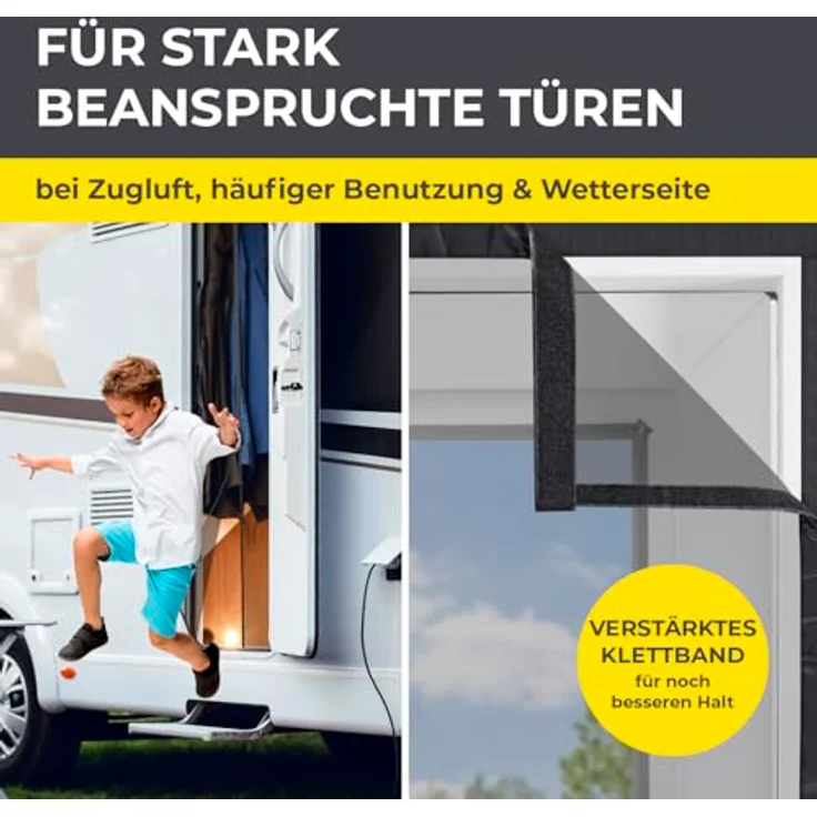 EASYmaxx Insektenschutzvorhang für Campingwagen 60 x 180 cm, Fliegengitter Tür mit XXL-Magnetbändern, selbstschließend, effektiver Insektenschutz für Wohnwagen – Bild 3