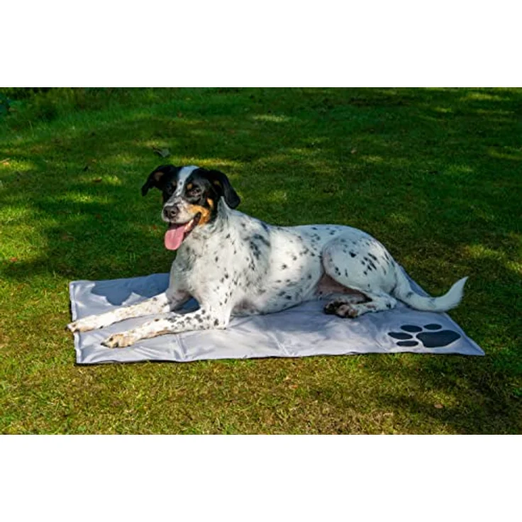 Dobar Kühlmatte mit Pfoten eckig L 99,5 x B 70 cm grau/schwarz, Selbstkühlend ohne Vorkühlen, für kleine und mittelgroße Hunde/Katzen – Bild 9