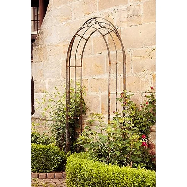 ELEO Rosenbogen Matera, 235 cm x 140 cm, stabile Rankhilfe mit Rostpatina und handgefertigtem Schmiedeeisen – Bild 4