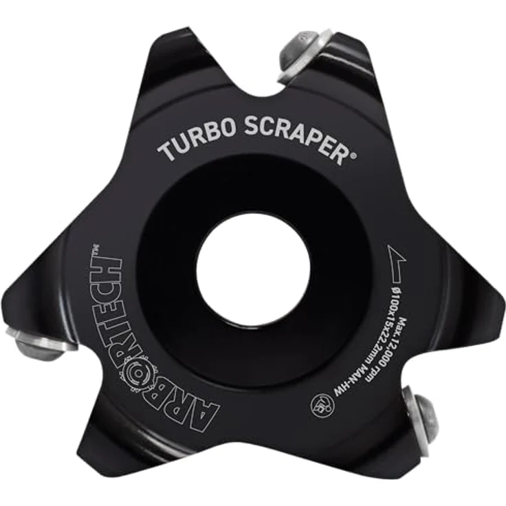 Arbortech TURBO Scraper | Ø100mm Scheibe mit negativem Winkel für Winkelschleifer zur Holzbearbeitung | IND.FG.600, feines freihand Fräsen & Hobeln, geschmiedetes Aluminium, Wolframkarbid Zähne, 100-125mm Winkelschleifer, Weiß – Bild 1