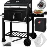 KESSER® Grill Grillwagen XL Holzkohlegrill mit Deckel, Rädern, Edelstahl-Griff, Abdeckhaube und Thermometer in Schwarz, BBQ Barbeque für Camping und Garten