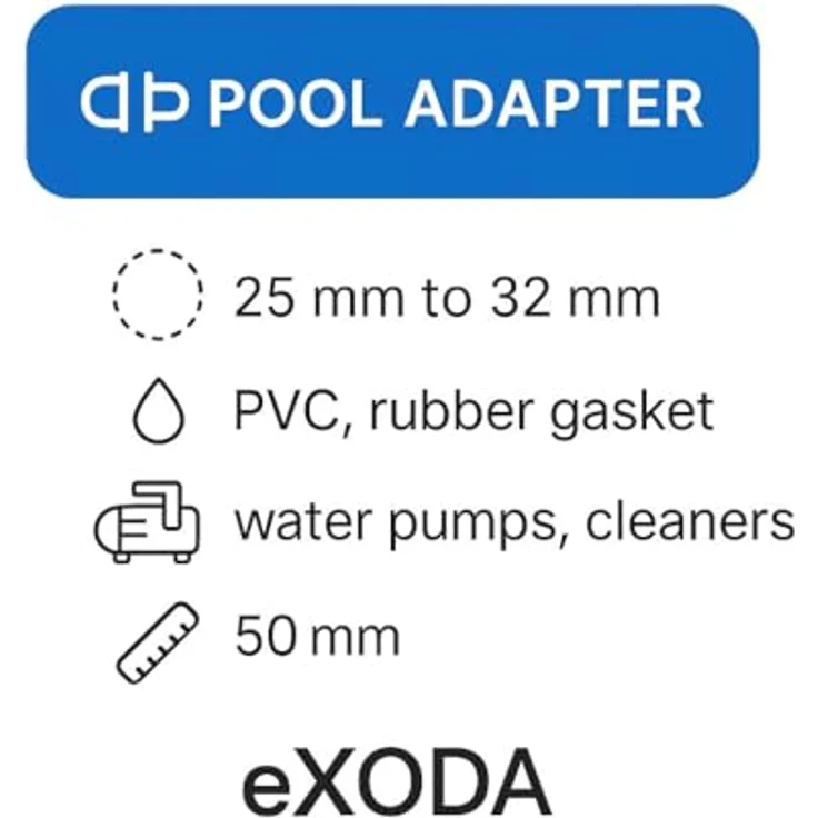 eXODA Poolschlauch Adapter 32mm auf 25mm V2, Schlauch Verbinder für Poolpflegegeräte, 5 cm Länge – Bild 7