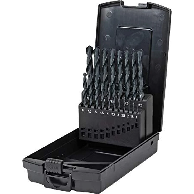 STIER Spiralbohrer Set HSS-R, 19-teilig, rollgewalzt, zylinderischer Schaft, Oxidbeschichtung, DIN 338, robuste Kerndicke, unlegierter Stahl – Bild 1