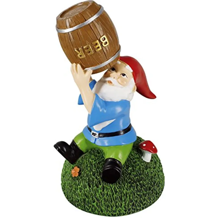 Gnometastic Gartenzwerg mit Bier, lustige Statue für drinnen und draußen