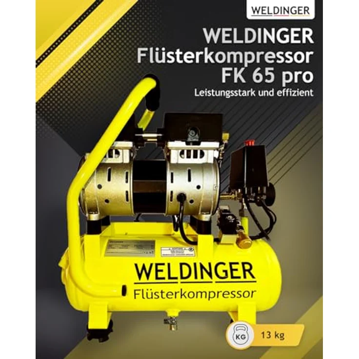 FK 65 pro Flüsterkompressor 90 l Luftabgabe innenbeschichteter Tank 9 bar max - Weldinger – Bild 2