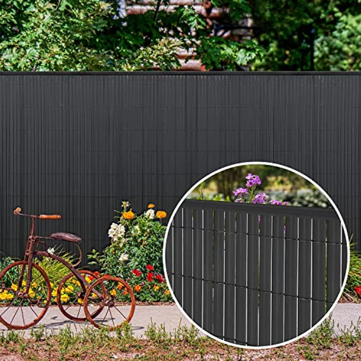 Sekey PVC Zaunschiene Abdeckprofil 5pcs x 1m, Schutzzubehör für PVC Sichtschutzmatte, 1 m/Wurzel, 5er Set, Anthrazit – Bild 3