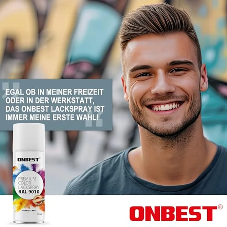 Onbest PREMIUM Lackspray 400 ml, Hochpigmentiert, Witterungsbeständig, Schwarz Matt (RAL 9005), Made in Germany – Bild 7