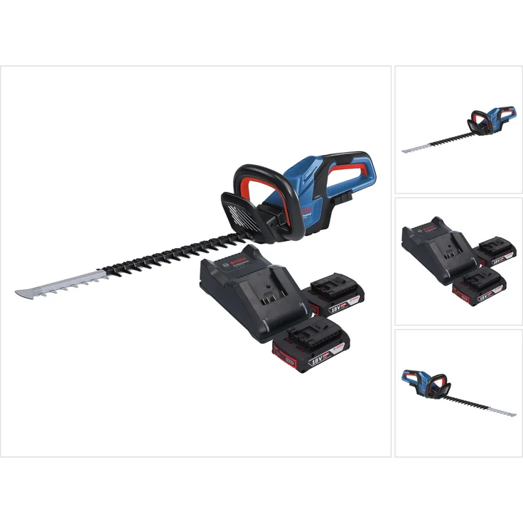 Bosch GHE 18V-60 Professional Akku Heckenschere 18 V, 60 cm, Brushless, inkl. 2x 2,0 Ah Akku und Ladegerät