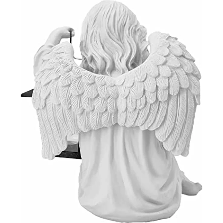 ABC Home Living Gartendeko Gartenfigur Dekofigur Engel mit Laterne solarbetrieben Innen-& Außenbereich, Weiß – Bild 4