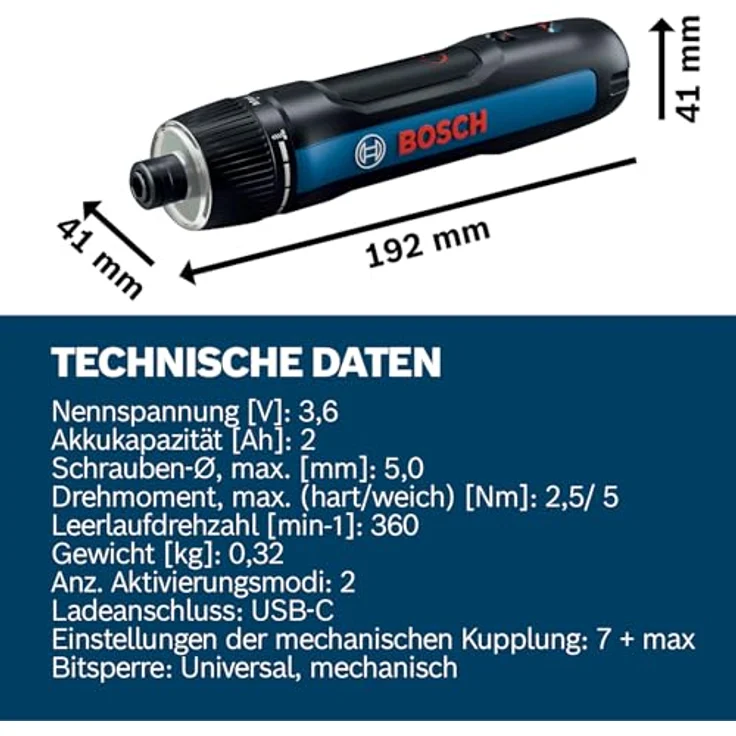 Bosch Professional Akkuschrauber Bosch GO 3 (inkl. 8-teiligem Bit-Set, Bitaufnahme, USB-C-Kabel, Mini-Koffer) - Preisvergleich – Bild 4