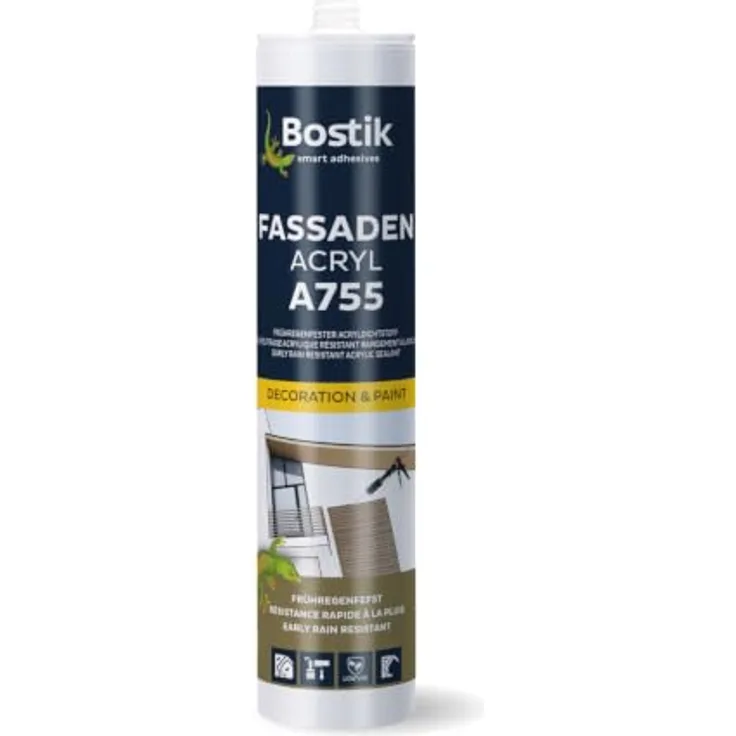 BOSTIK A755 Fassaden Acryl, Regenfeste Acryldichtung, weiß, 300ml