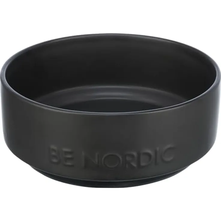 TRIXIE Hundenapf aus Keramik BE NORDIC 1200 ml schwarz - moderner Fressnapf für große Hunde ø 18 cm Keramiknapf mit rutschfester Gummierung - 24524