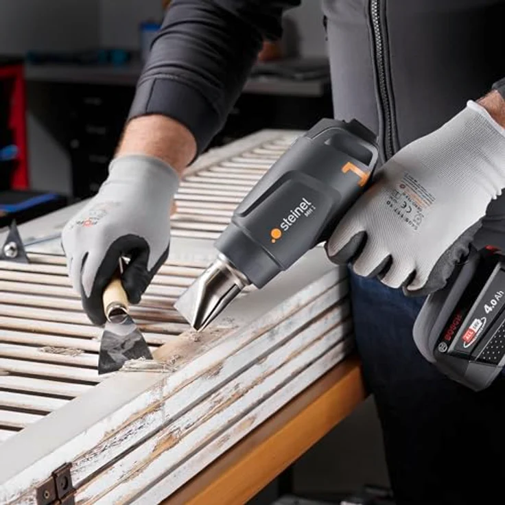 Steinel Akku Heißluftpistole MH 1 Set, kabellos mit 4.0 Ah 18V Bosch PFA Akku, 2 Temperaturstufen 300°C/450°C, kompakt für Löten und Schrumpfen – Bild 3