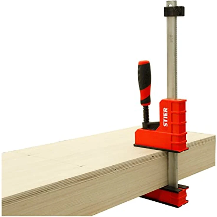 STIER Korpuszwinge, 1000 mm Spannweite, 95 mm Ausladung, 6000 N Spannkraft, aus duktilem Gusseisen, Spannwerk, stabiler Halt bei allen Holzarbeiten wie Leimen – Bild 2