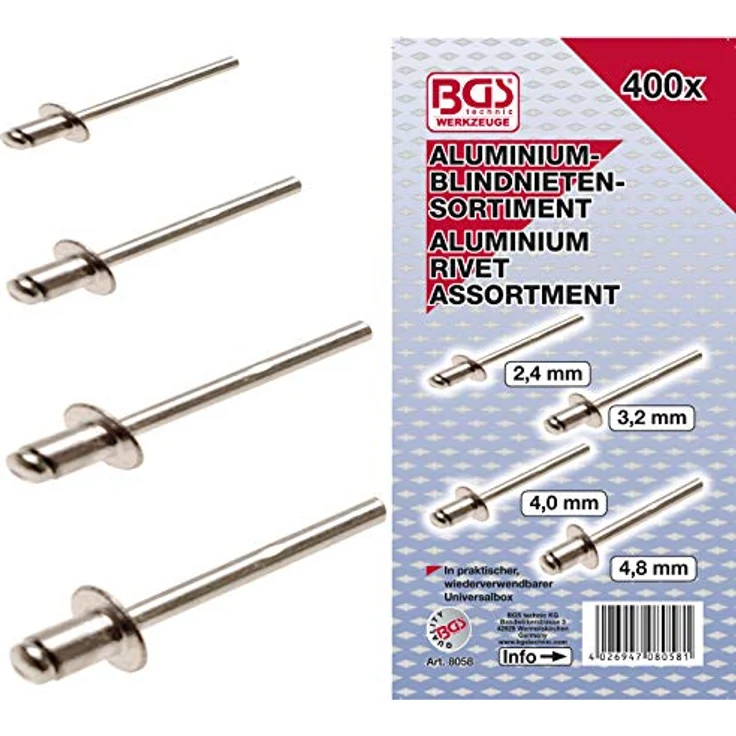 BGS 8058 Blindnieten-Sortiment, Alu, 400 teilig – Bild 5