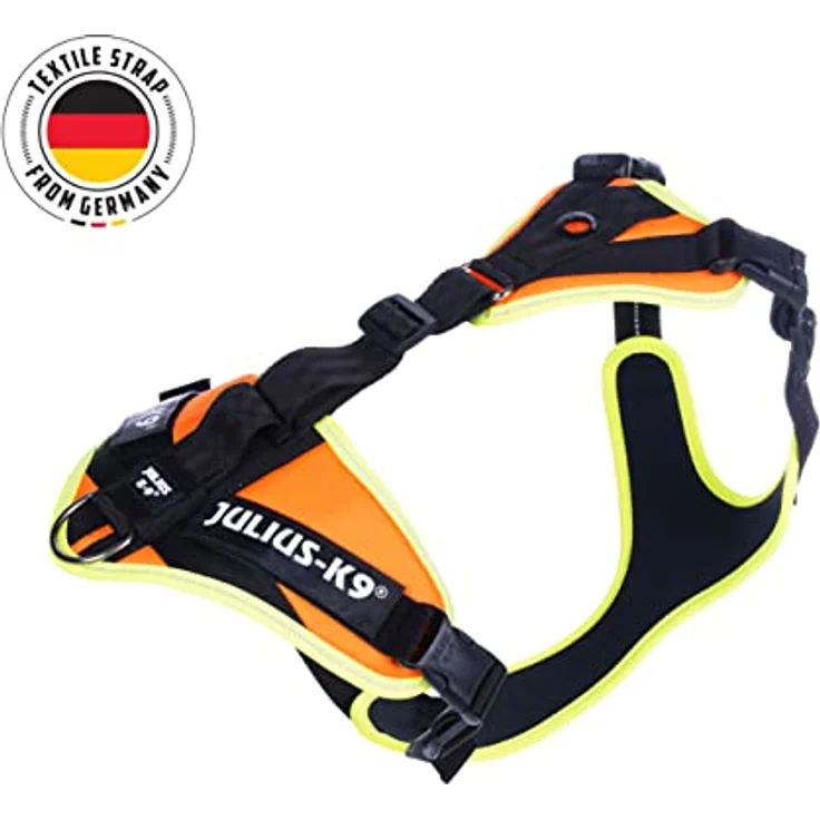 Julius-K9, 19MTR-FOR-XS-AMZ, Mantrailing & Outdoor Hundegeschirr, Größe: XS, UV orange mit neon Rand – Bild 5