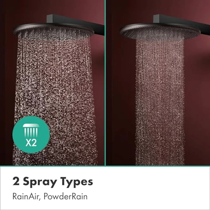 hansgrohe Raindance Alive S, Wassersparende Kopfbrause (EcoSmart) mit Brausearm, Regendusche, 2 Strahlarten, Antikalk-Funktion, Mattschwarz, 24541670 – Bild 3