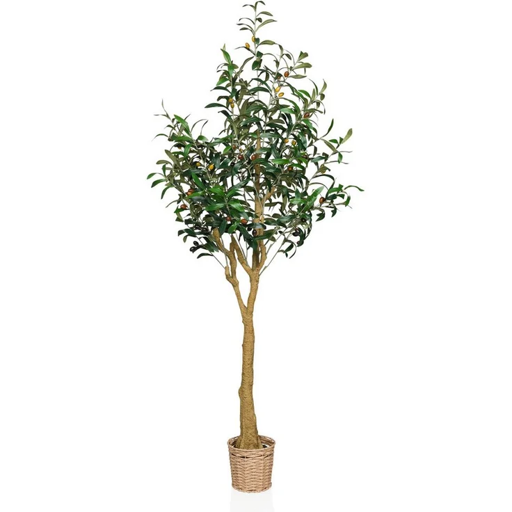 hjh OFFICE Kunstpflanze OLIVE II Kunststoff Olive, Höhe 150.0 cm, Olivenbaum im Flecht-Korb - Künstliche Pflanze Deko Baum – Bild 1