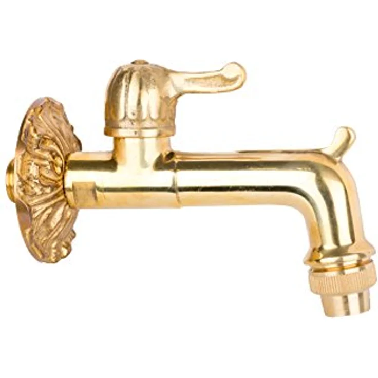 Boni-Shop Nostalgie Auslaufventil Wasserhahn, Messing massiv mit Wandrosette, 1/2" Anschluss, verschiedene Motive – Bild 1