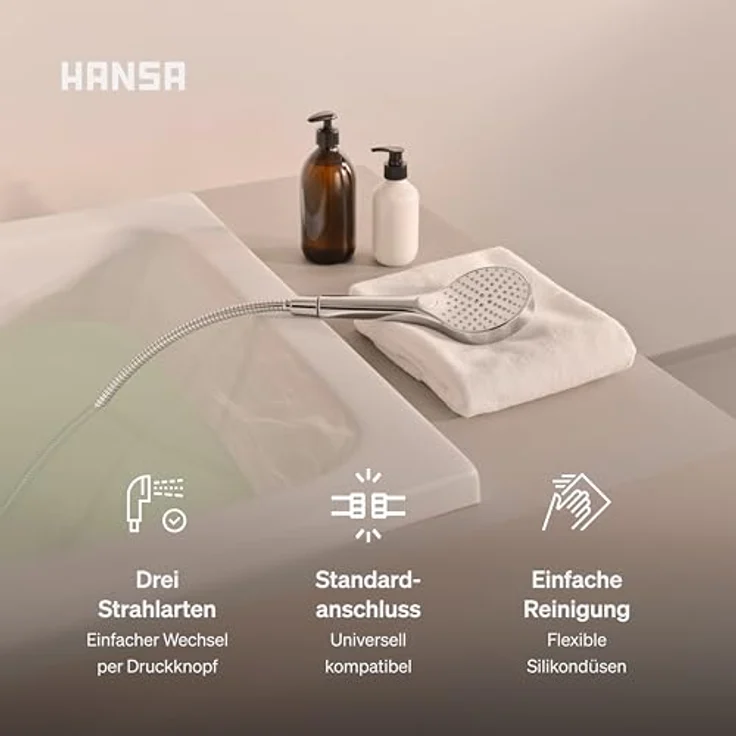 Hansa VIVA Handbrause, rund, 110mm Durchmesser, 3 Strahlarten, 44330300 – Bild 3