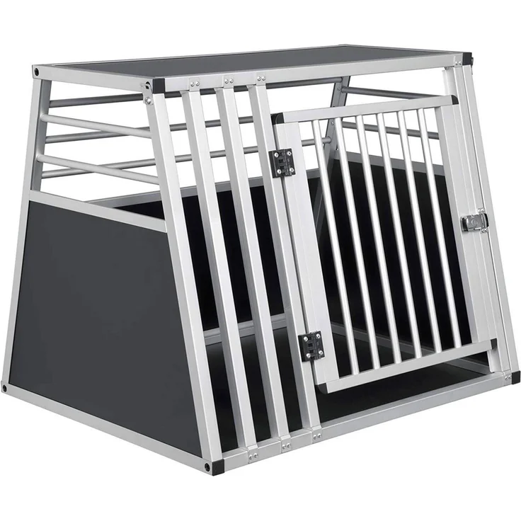 EUGAD Tiertransportbox, Alu Hundebox für große Hunde, Silber/Schwarz, Empfohlen für Husky, Samojede, etc. - Preisvergleich – Bild 1
