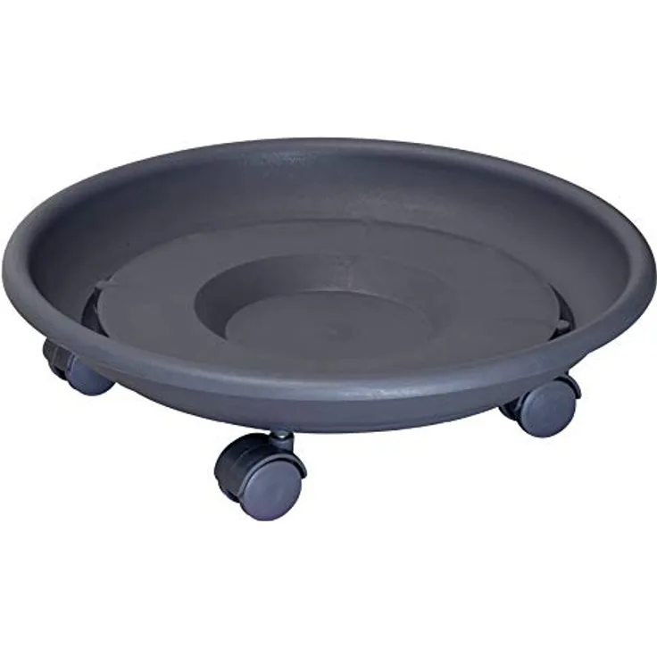 WAGNER Pflanzenroller SERIE K, Ø 34 x 9 cm, anthrazit, für Innen- und Außenbereich, Tragkraft 50 kg, witterungsbeständig, Made in EU