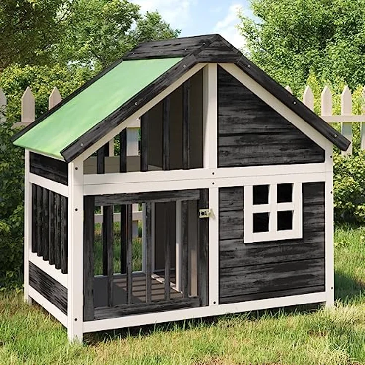 vidaXL Hundehütte Grau 96x60,5x87 cm Massivholz Kiefer – Bild 2